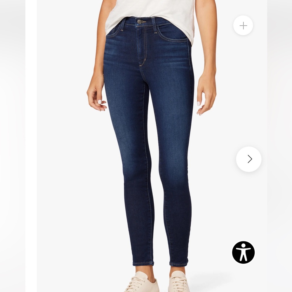 Dark blue denim high waist skinny ankle jeans